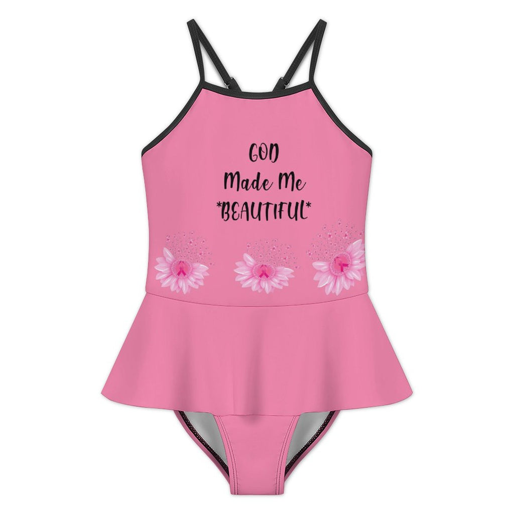 Girls One Piece Ruffle Strap Swimsuit(All-Over Printing)