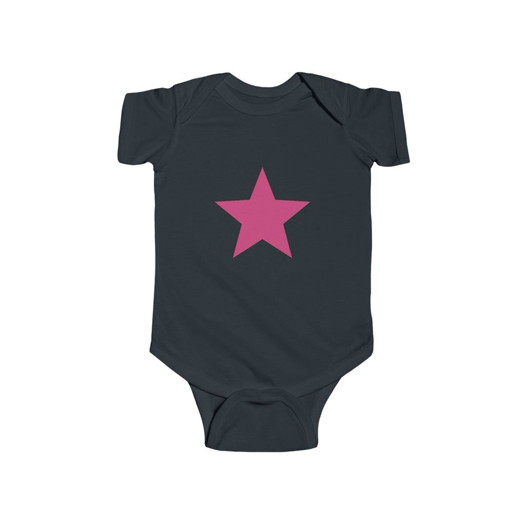 Pink Star Baby Bodysuit Infant Onesie with Simple Star Graphic