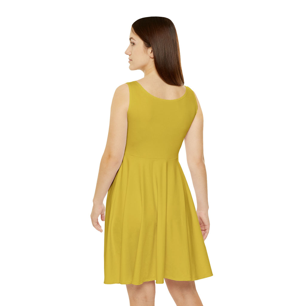 Faith-Inspired Yellow Skater Dress  'We Walk by Faith' Graphic