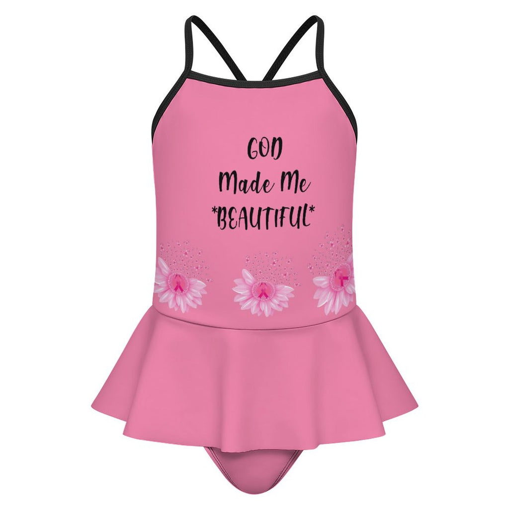 Girls One Piece Ruffle Strap Swimsuit(All-Over Printing)